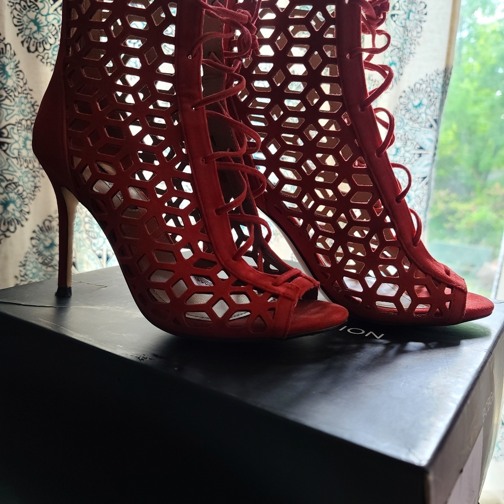 Hot Red Heeled Sandals